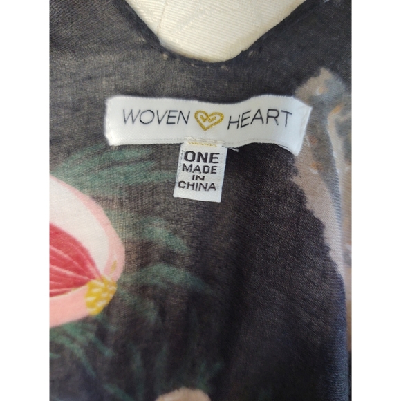 Woven Heart Kimono Swim Cover Up Floral One Size - Picture 9 of 12